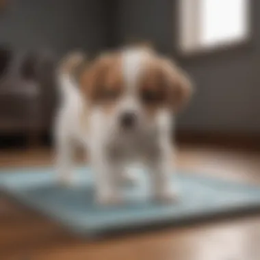 Puppy Engaging with Pee Pad Adorable puppy on a pee pad