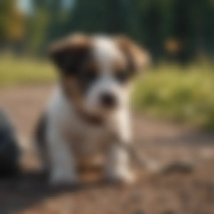 Puppy sitting attentively during training