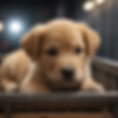 Puppy sleeping peacefully in its crate