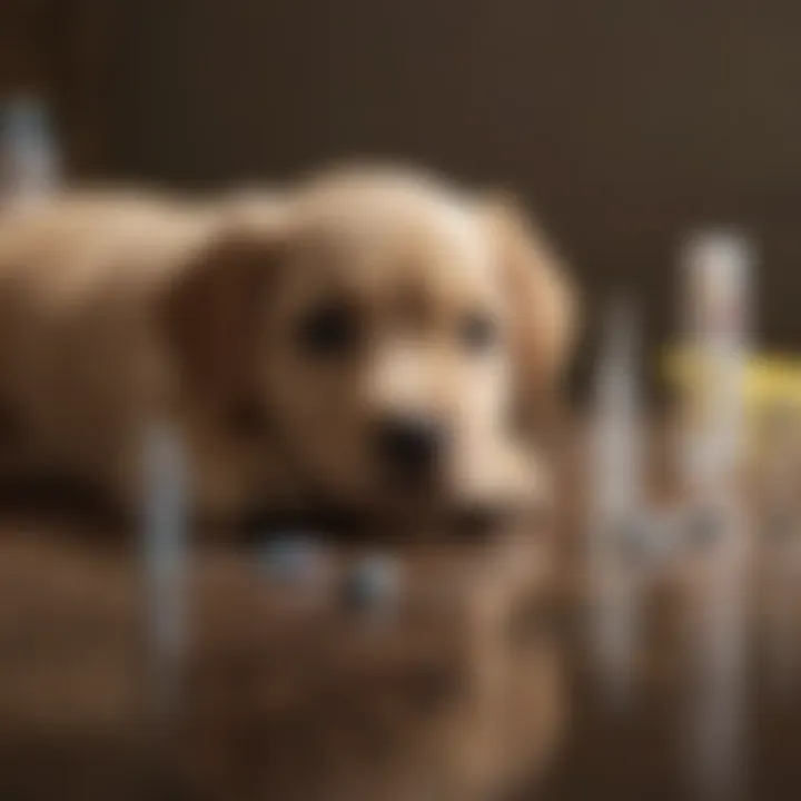 Puppy vaccine vials and syringe