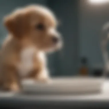 Puppy receiving routine check-up at veterinary clinic