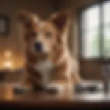 A calm dog being groomed with quiet nail clippers in a serene setting.