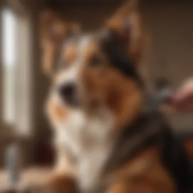 A pet owner confidently using quiet nail clippers on a relaxed dog.