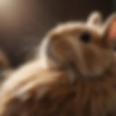 Close-up of flea comb removing pests from rabbit's fur