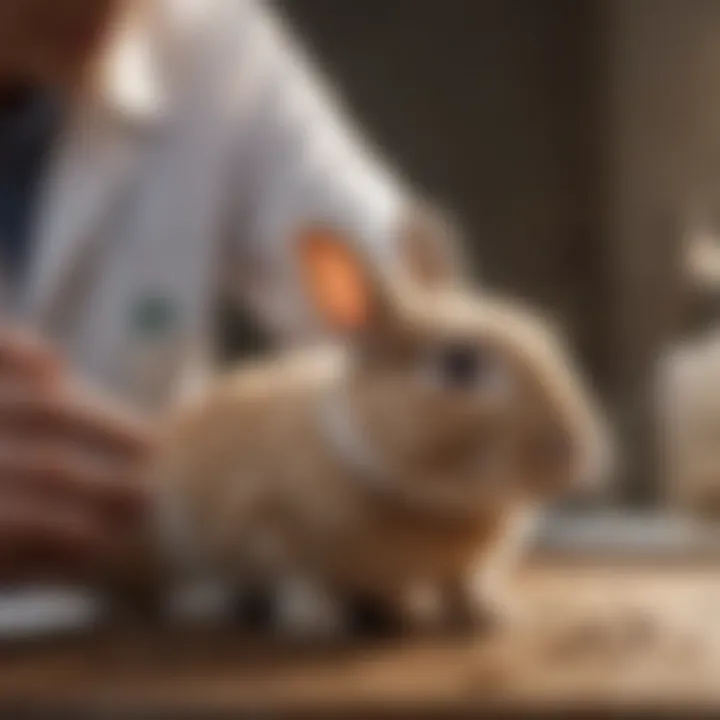 Veterinarian examining rabbit for flea infestation