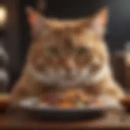 Elegant feline enjoying a nutritious meal