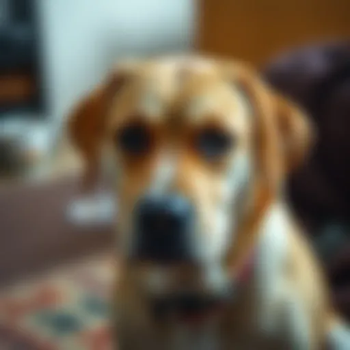 Dog showing signs of discomfort