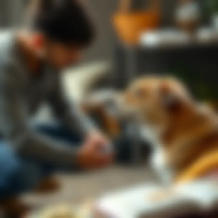 Pet owner observing their dog's behavior