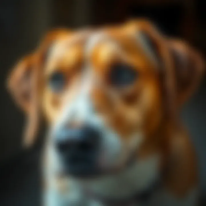 Close-up of a dog's face showing emotional signs