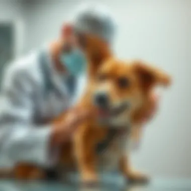 Veterinarian examining a dog