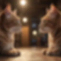 Two cats staring at each other