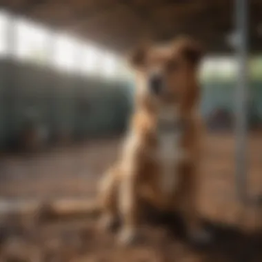 Evaluating a Responsible Breeding Environment A serene environment showcasing a dog breeding facility
