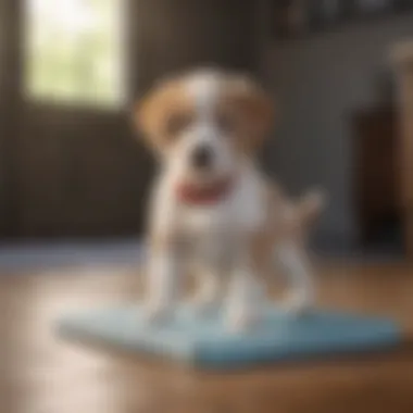 Positive Reinforcement in Training Owner rewarding puppy for using pee pad