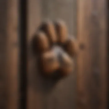 Rustic wooden dog fence panel with charming paw print accents