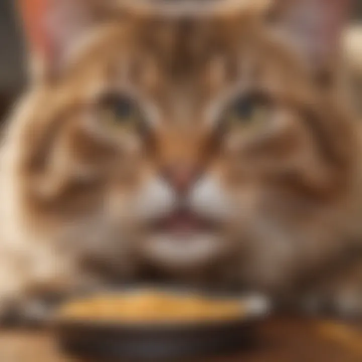 Illustration showing a satisfied and healthy cat enjoying Purina Beyond cat food