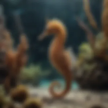 Elegant Seahorse in Saltwater Reef Tank