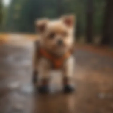 Enhanced Safety and Comfort Small dog wearing secure booties