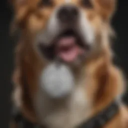 Close-up of a dog collar with an identification tag.