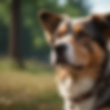 A dog wearing a customized identification tag.
