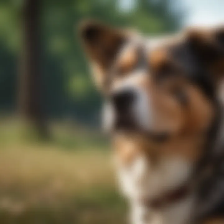 A dog wearing a customized identification tag.