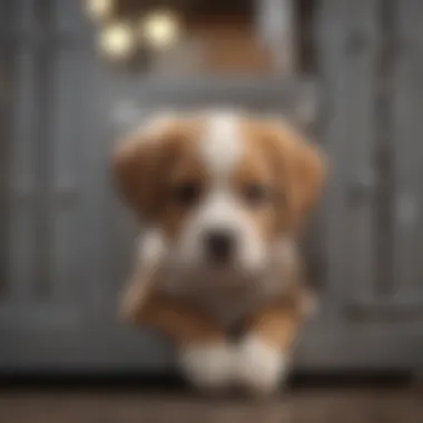 A playful puppy enjoying its kennel environment