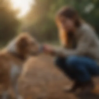 Positive Reinforcement Techniques for Shy Dogs A pet owner using positive reinforcement with a shy dog