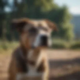 A dog exhibiting signs of distress