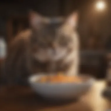 Sleek cat enjoying a bowl of taurine-infused food