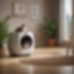 Sleek cat litter box in modern home setting