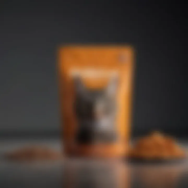 Sleek and modern cat food packaging with minimalist design