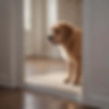 Sliding dog door with pet entering