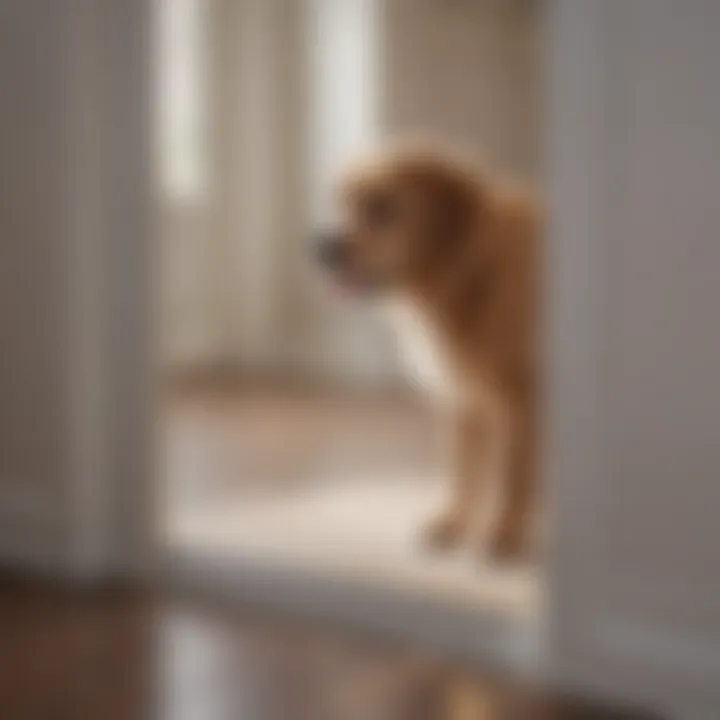 Sliding dog door with pet entering