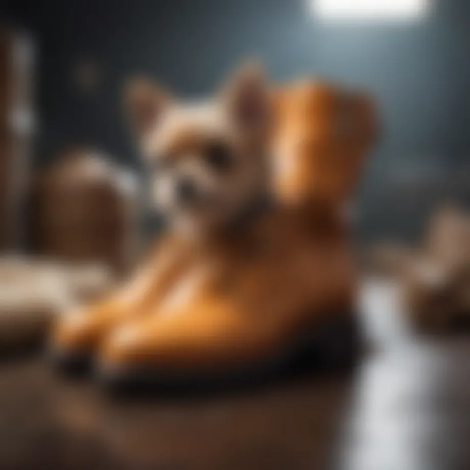 Small dog wearing stylish booties