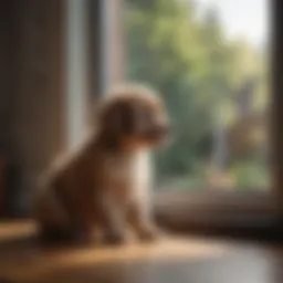Captivating Small House Puppy Gazing Out the Window