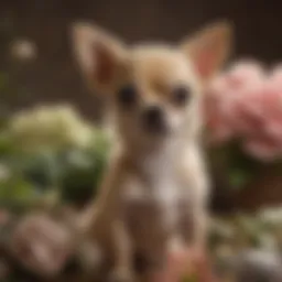 Elegant Chihuahua in floral setting