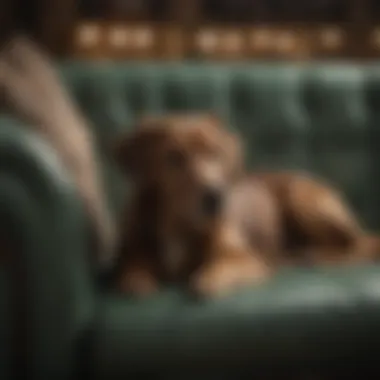 A sophisticated dog relaxing on a luxurious couch