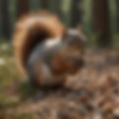 Close-up of squirrel enjoying a pellet feast