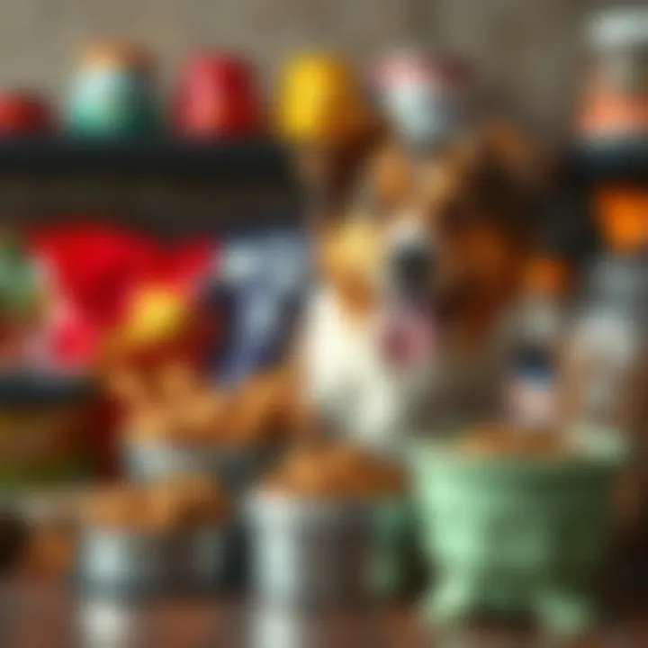 Diverse Dog Food Options A variety of dog food options displayed attractively