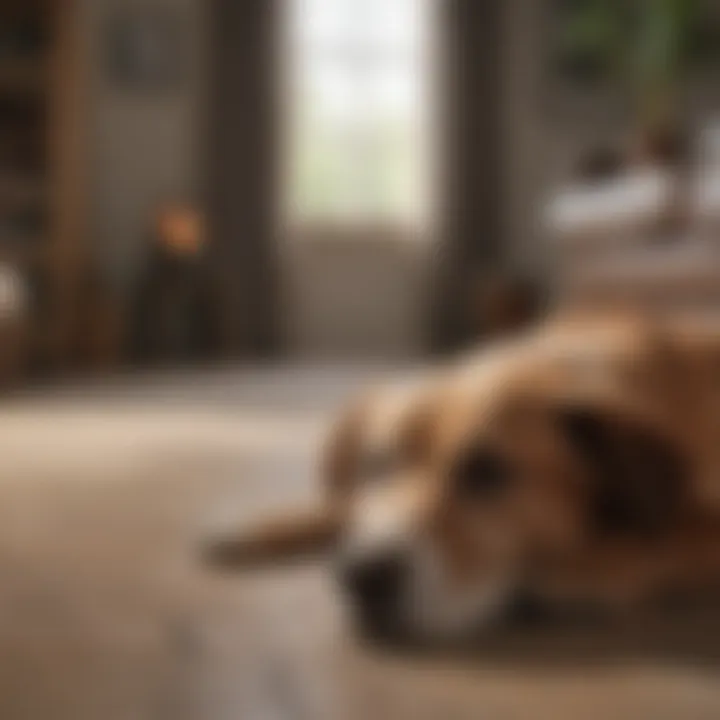 Calm dog lying in a quiet home environment