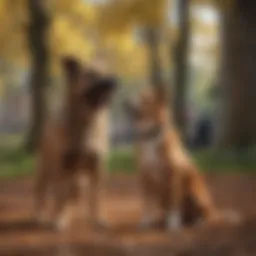Dog barking at a stranger in the park
