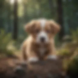Puppy displaying curiosity while exploring its environment