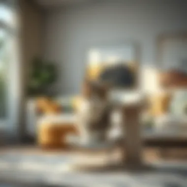 Aesthetic Integration in Home Decor Stylish decorative cat scratching post in a cozy living room