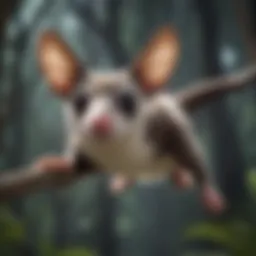Sugar Glider Gliding through Forest Canopy