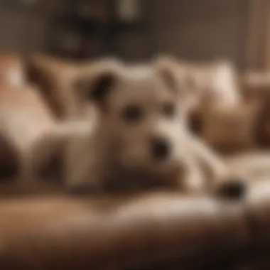 Hypoallergenic Dog Relaxing A hypoallergenic dog breed lounging comfortably on a couch