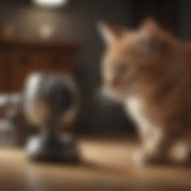 A cat interacting with a pet monitoring camera