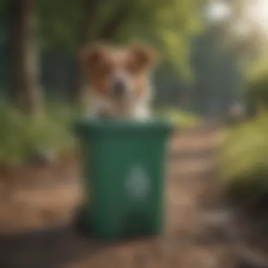 A dog owner responsibly disposing of waste