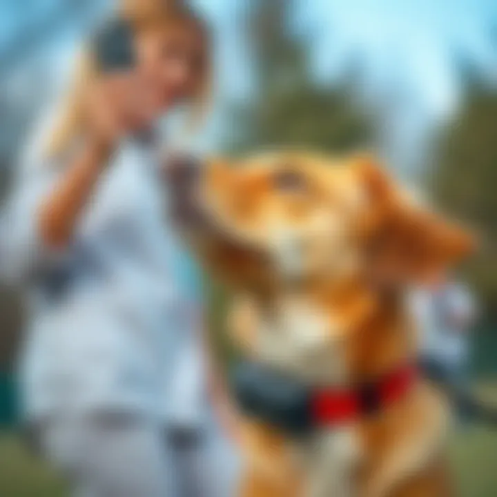 Training Session with Shock Collar A pet trainer demonstrating the use of a shock collar in a training session