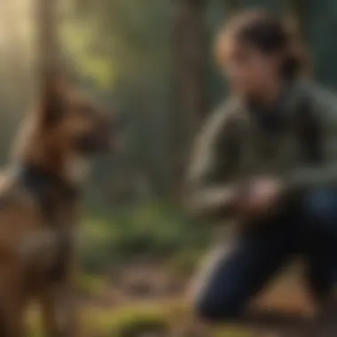 A dog trainer using a shock collar during a training session