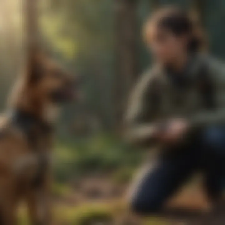 A dog trainer using a shock collar during a training session