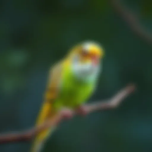 A colorful budgerigar perched on a branch